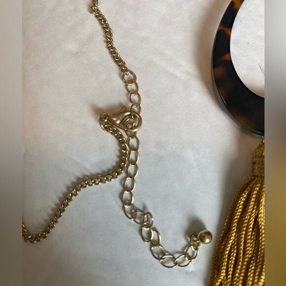 Women's Brown Pendant Tassel Gold Chain Necklace Statement Staple Essential BOHO - Picture 7 of 8